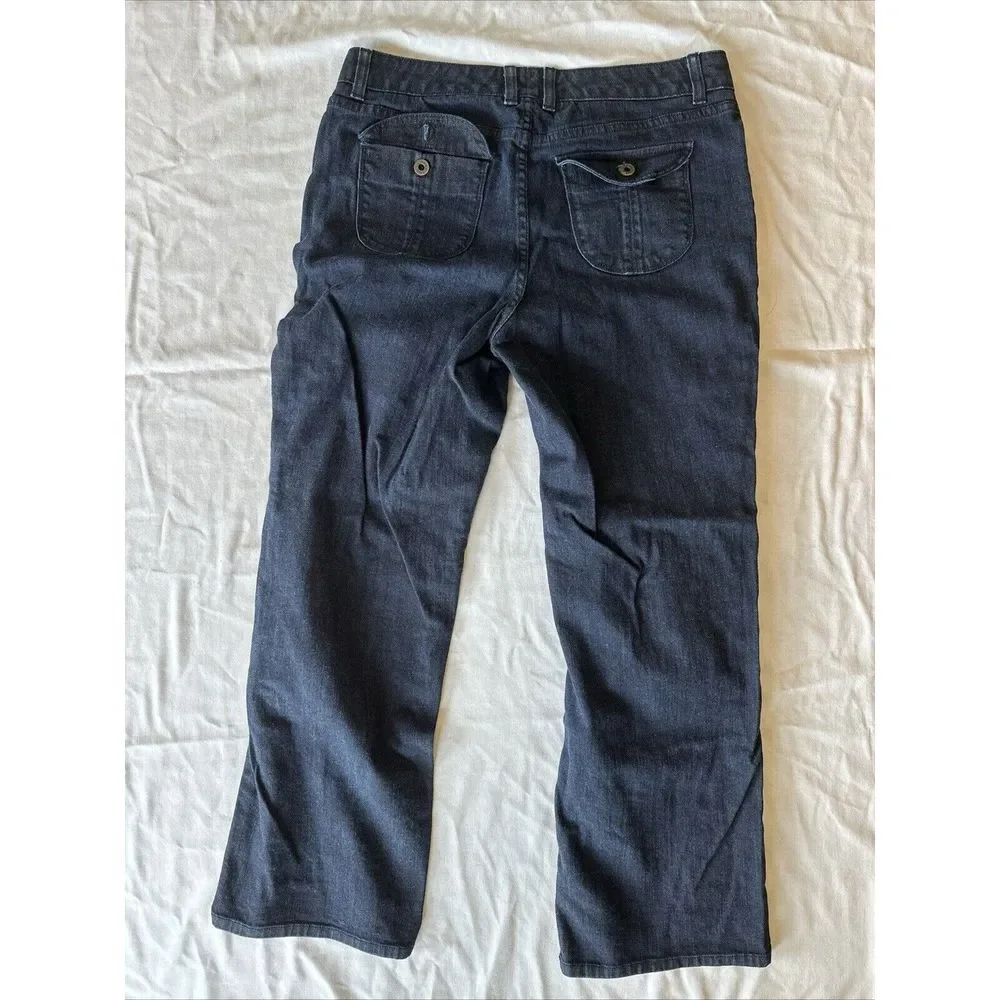 L.L. Bean Women's 14 Jeans Straight Fit Dark Wash Denim Flap‎ Pockets